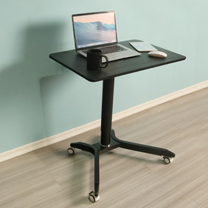 Home office and classroom portable podium rolling laptop with locking casters adjustable height pneumatic mobile standing table