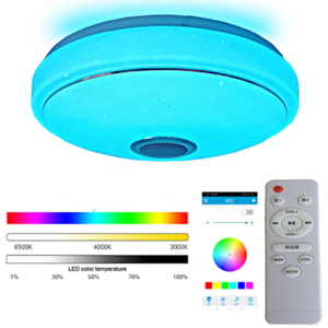 60W LED Music Ceiling Light RGB WIFI Speaker Lamp Home Party Bedroom APP/Remote Control Dimmable Smart Colorful Light