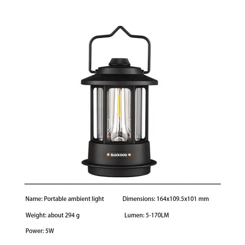 Blackdog Outdoor Camping Essentials Portable Atmosphere Lamp Rechargeable Adjustable Light Source Retro LED Lantern