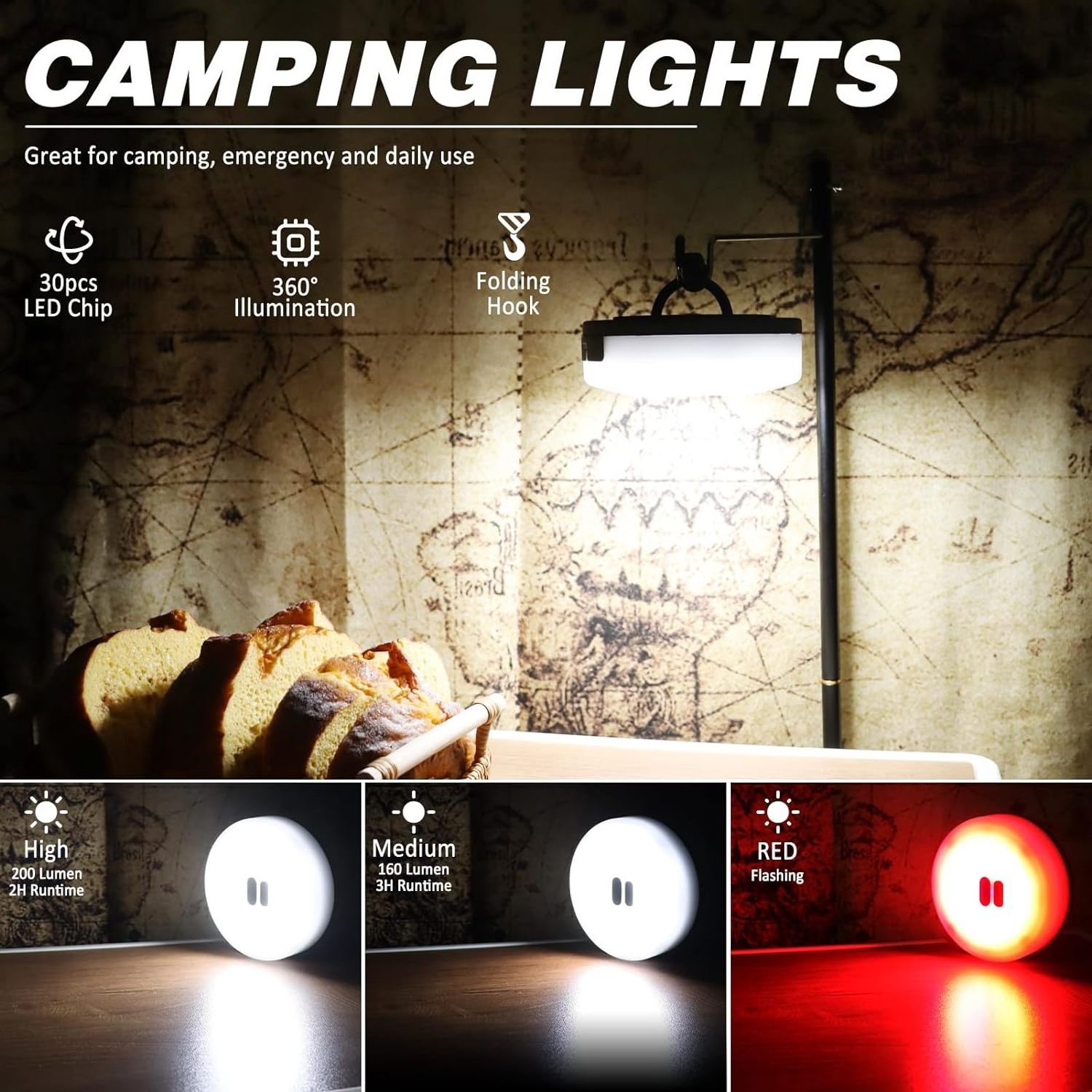 New LED lamp Rechargeable Hand Cranked Collection Camping Lantern With Led String Light Outdoor Decorative Lamp