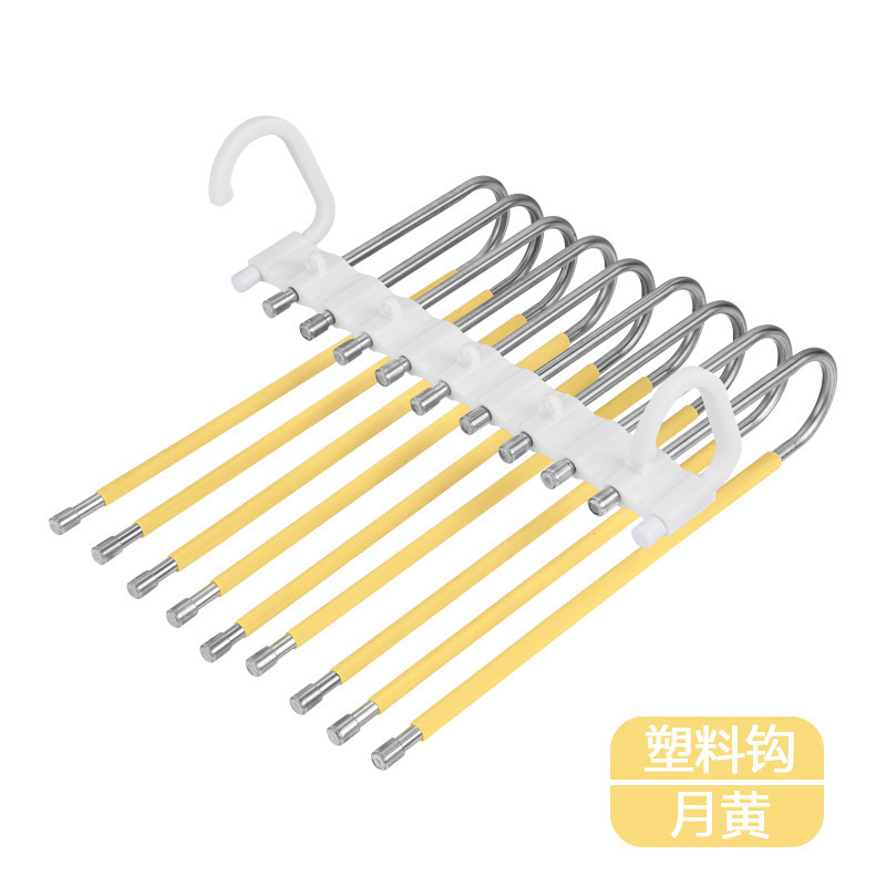 WANCH Stainless Steel Magic Folding Pants Rack Hanger Multi-Functional Foldable Plastic Clothes Hanger