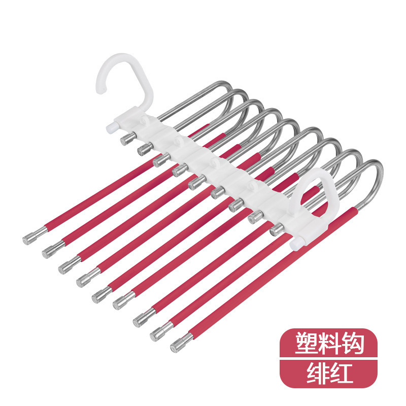 WANCH Stainless Steel Magic Folding Pants Rack Hanger Multi-Functional Foldable Plastic Clothes Hanger