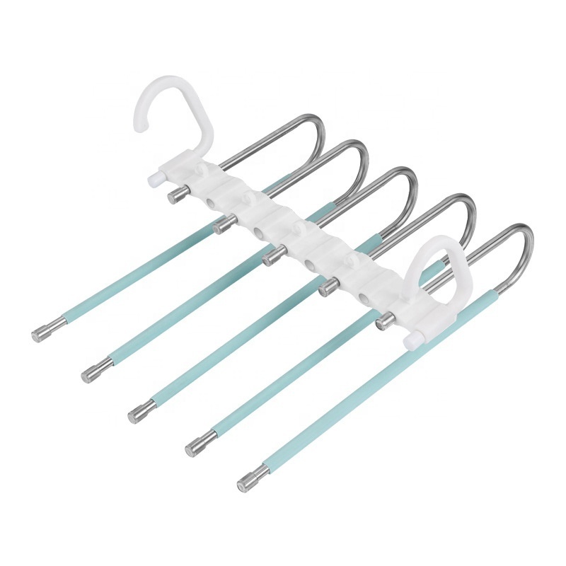 WANCH Stainless Steel Magic Folding Pants Rack Hanger Multi-Functional Foldable Plastic Clothes Hanger