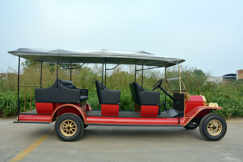 Golf cart 11seats shuttle electric car battery powered tourist sightseeing antique classic old vintage car