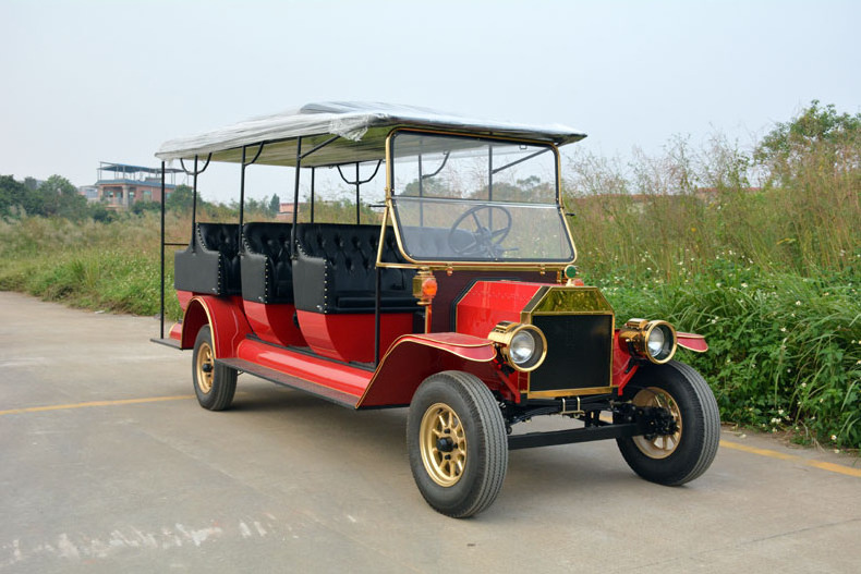 Golf cart 11seats shuttle electric car battery powered tourist sightseeing antique classic old vintage car