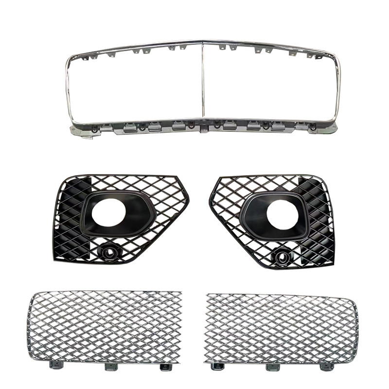 Exterior Accessories Grill Front Grille Black Chrome  Abs Plastic for Bentley Bentayga 2021 2022 Fog Lamp Cover