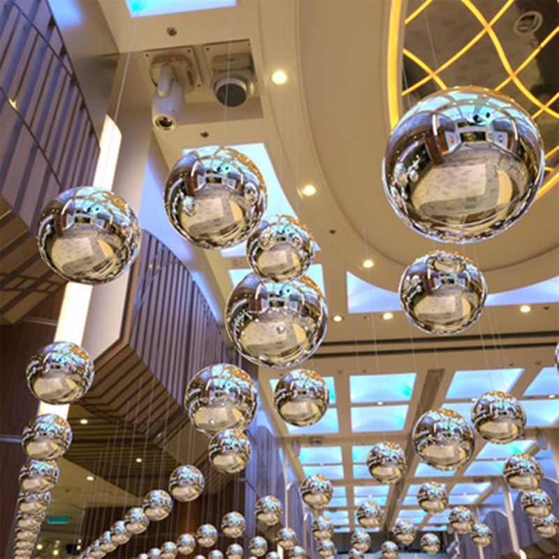 Stainless steel drop ball ceiling hook ball belt hanging global stainless steel decorative mirror ball