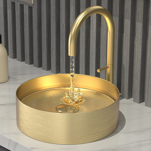 Modern stainless steel hand wash basin round bathroom sinks gold wash basin