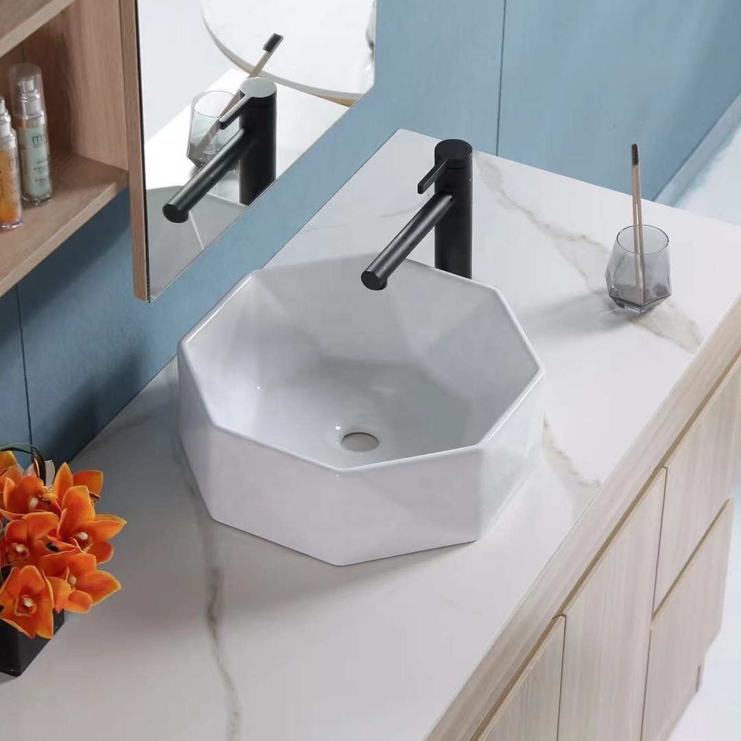 Modern bathroom sinks ceramic wash basin faucet bathroom cabinet above counter sink