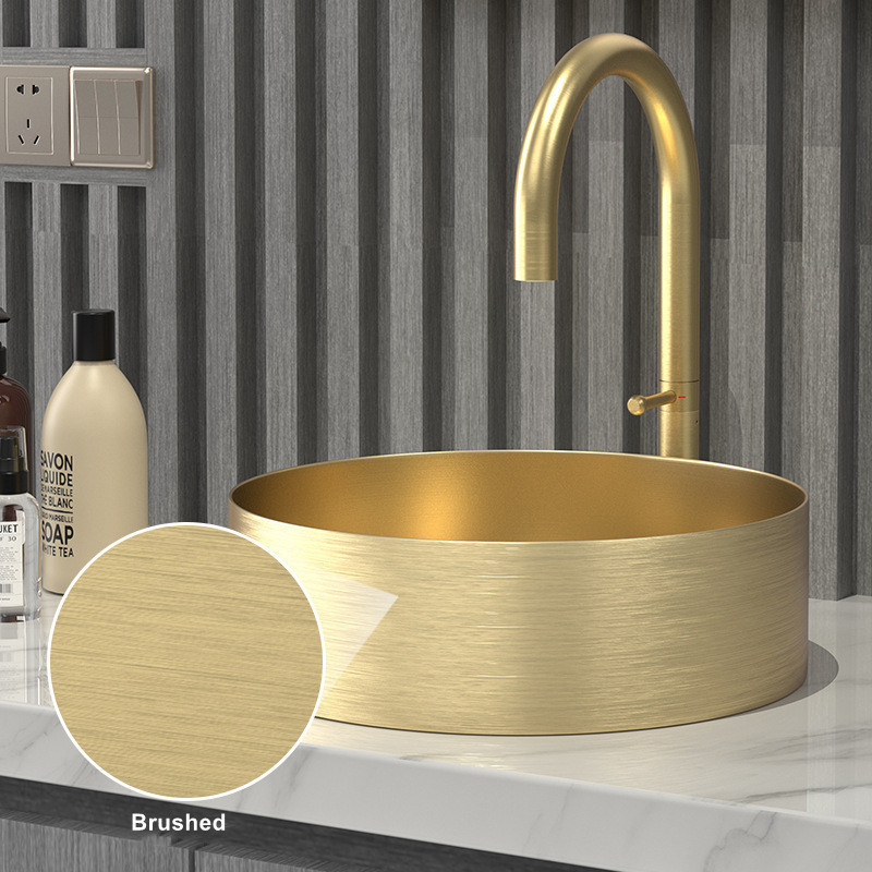 Modern stainless steel hand wash basin round bathroom sinks gold wash basin