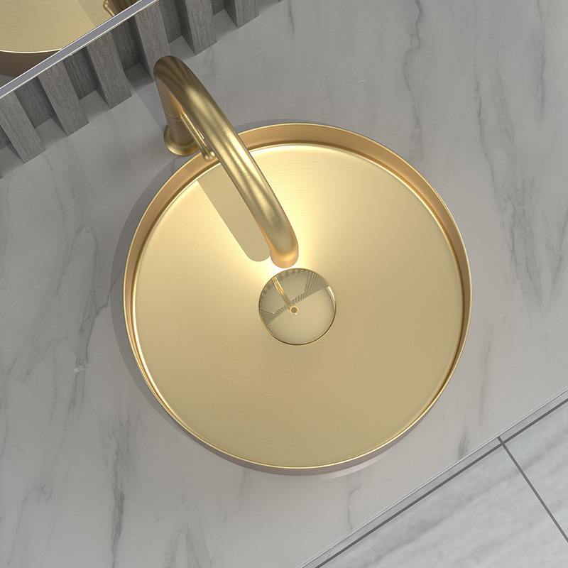 Modern stainless steel hand wash basin round bathroom sinks gold wash basin