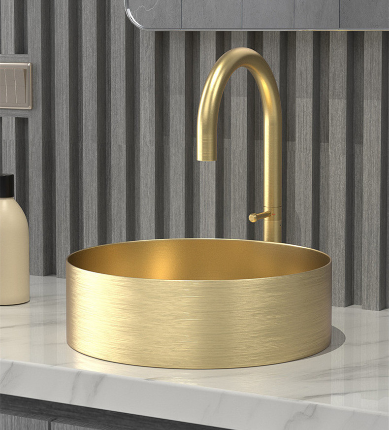 Modern stainless steel hand wash basin round bathroom sinks gold wash basin