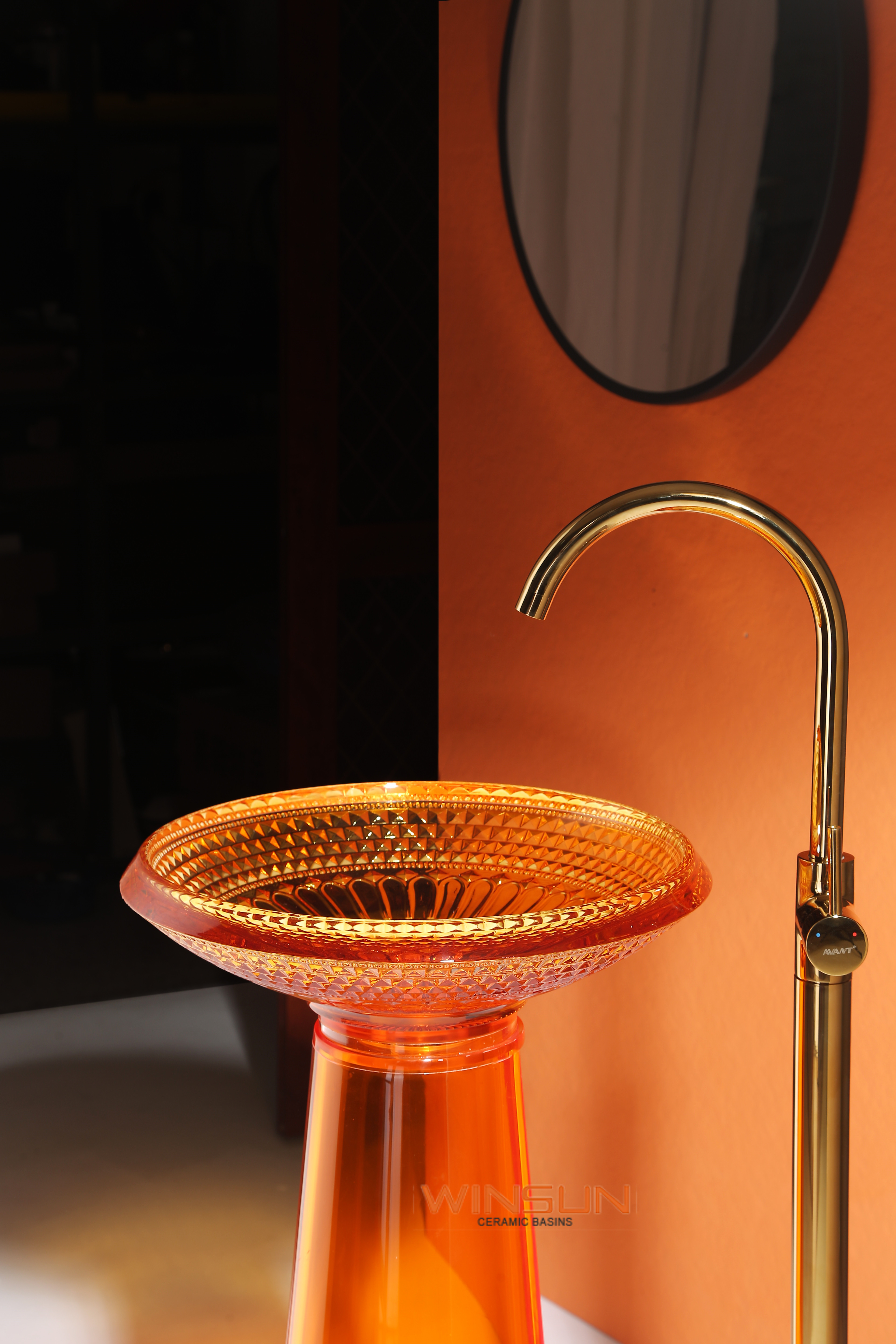 New arrival glass vessel wash basin bathroom sinks modern glass pedestal wash basin