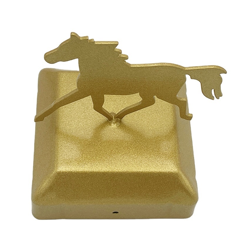 Golden Fence Post Cap Horse Top Horse Post Finial 4x4 Galvanized Metal for Wood Post