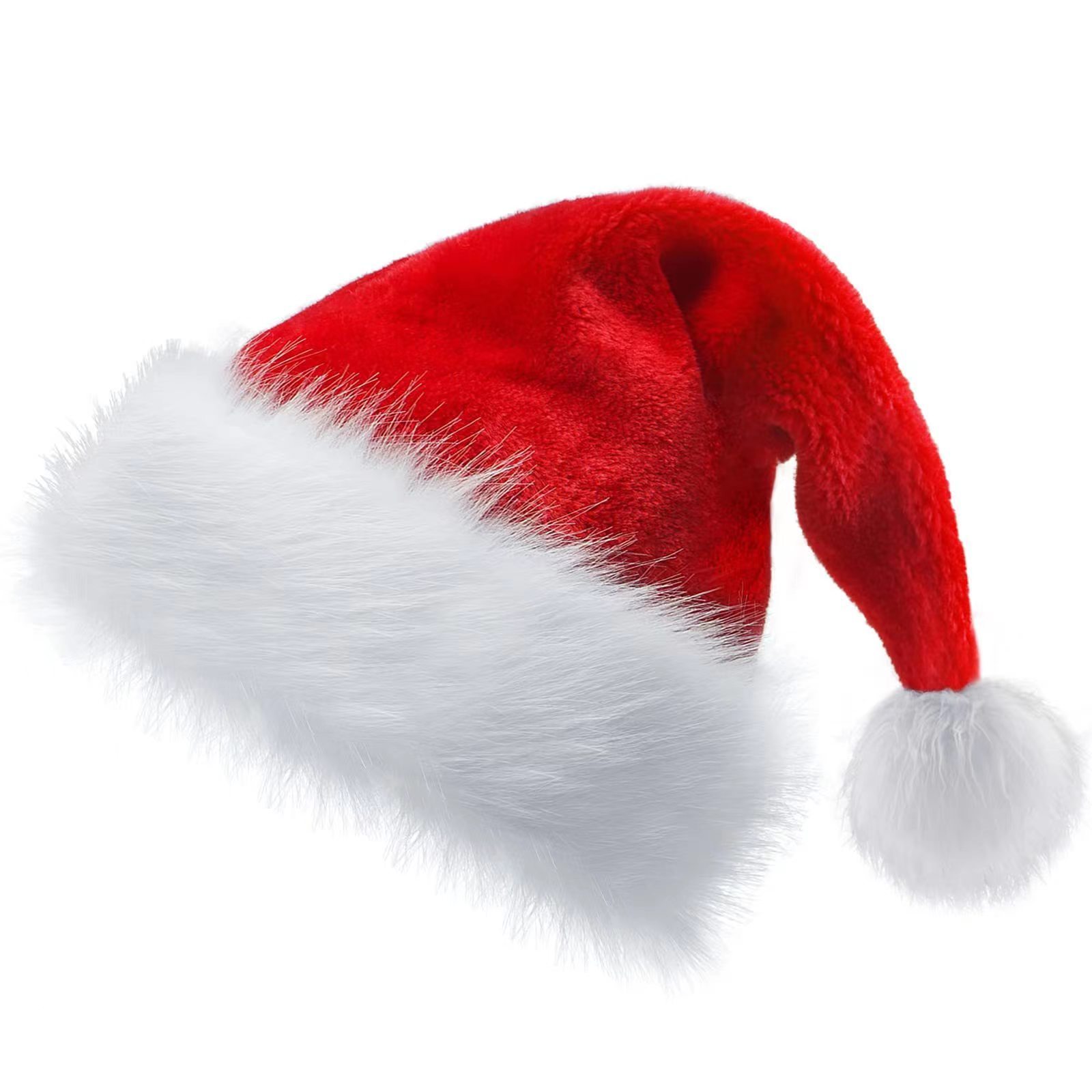 Promotional OEM Logo Christmas Hats Thick 32*45cm Adult Size Soft Plush Gold Promotional Christmas Hat for adults