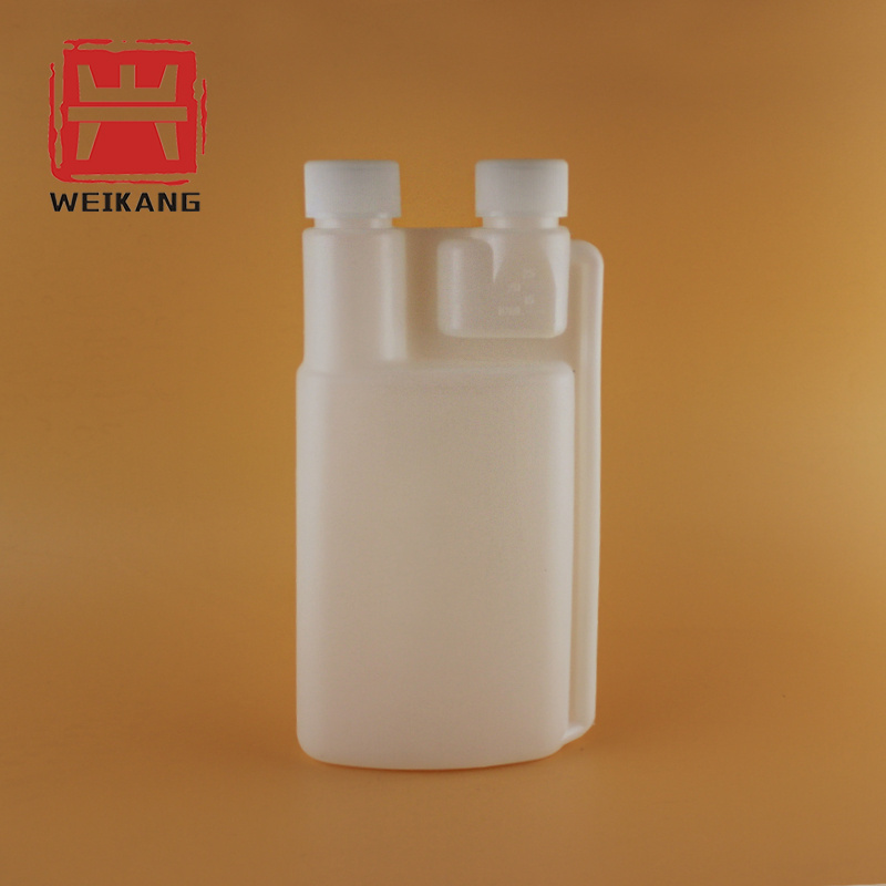 250ml 500ml 1000ml Plastic Double Dual Chamber Twin Neck Bottle For Liquid Dispenser