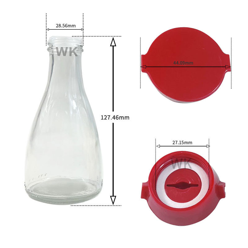 5Oz (148 mL) Clear Easy Pour Glass Condiment Dispensers Soy Sauce Bottle Cap Smart Soy Sauce Lid