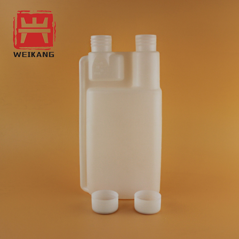 250ml 500ml 1000ml Plastic Double Dual Chamber Twin Neck Bottle For Liquid Dispenser