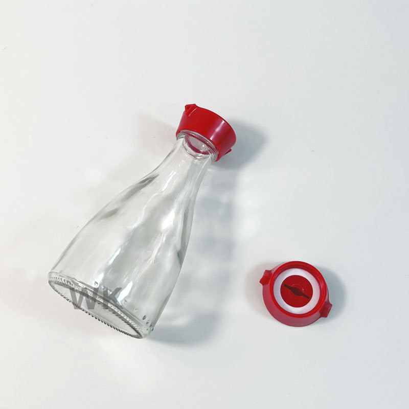 5Oz (148 mL) Clear Easy Pour Glass Condiment Dispensers Soy Sauce Bottle Cap Smart Soy Sauce Lid