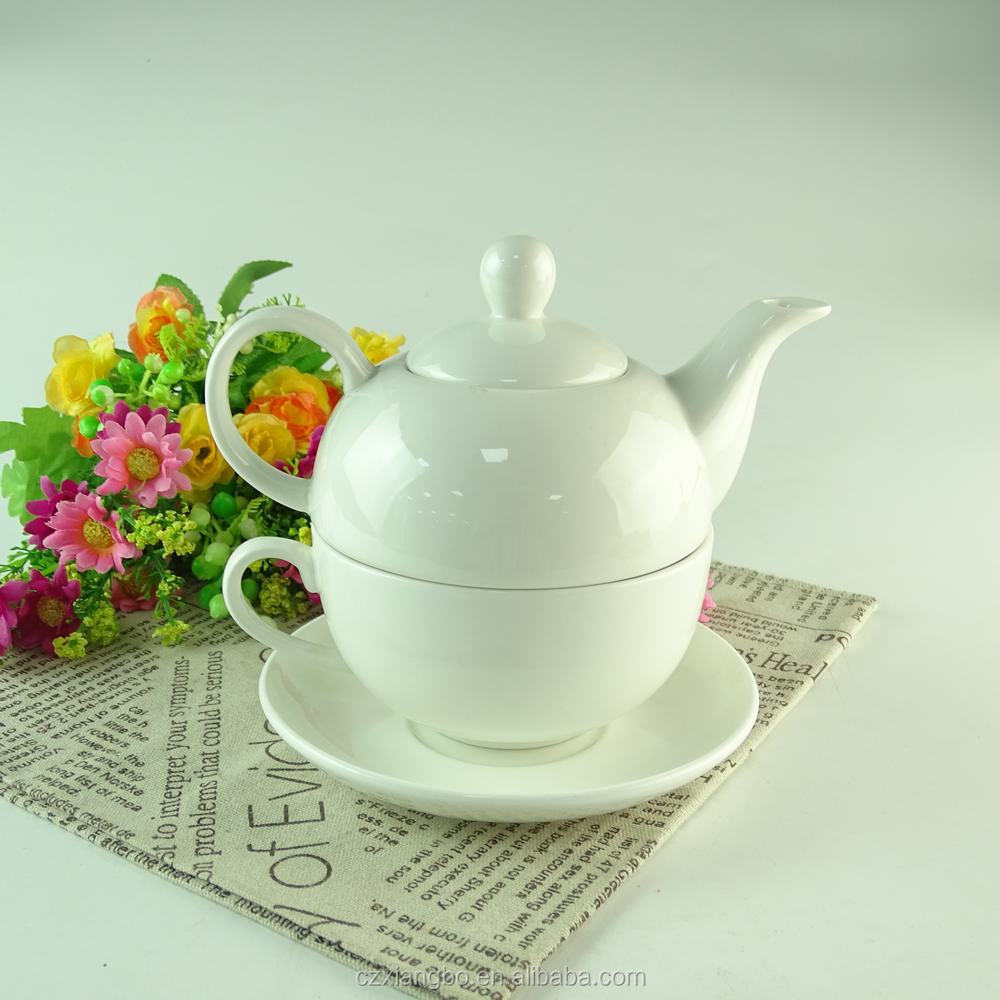 STOCK Wholesale Cheap Ceramic Teapot And Cup In One Teapots With Cups One Cup Teapot