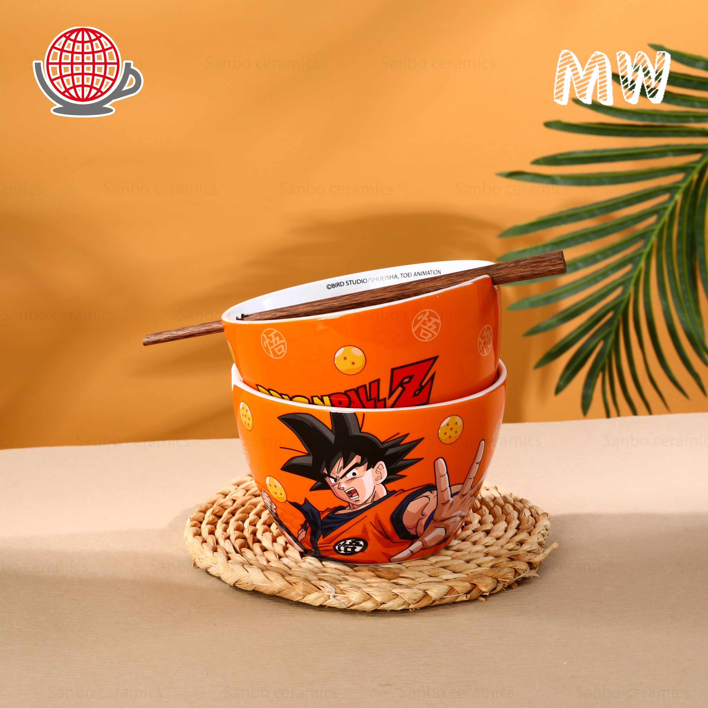 Wholesale Custom Creative Noodle Bowl Cartoon Pattern Ramen Bowl Cute Ceramic Ramen Bowl With Chopstick Set