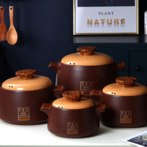 2L/3L/4L/5L Ceramic High Quality Cooking Pots Non Stick Clay Pots Cooking Ceramic Pot Cooking With Wooden Handle