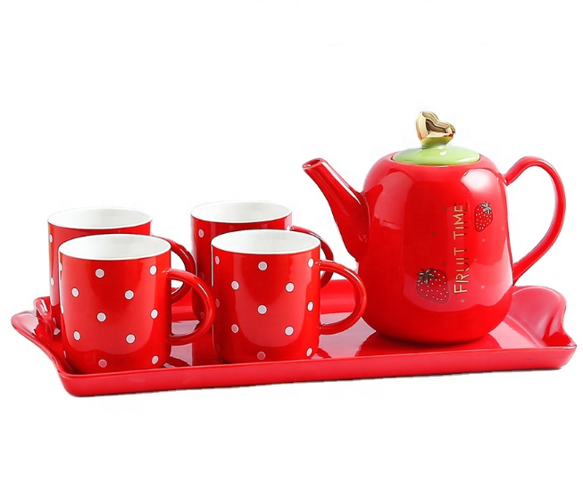 Strawberry Series Tea Pot Set Ceramic Fruit Shaped Tea Pots & Kettles Japanese-Style Kettle