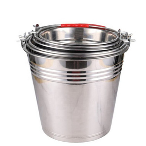 Cheap Price Stainless Steel Custom Bar Beer Ice Bucket Portable Round Thickened Bucket Feed Fishing Bucket