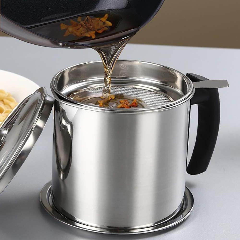 Home Cooking Metal Oil Strainer Pot Stainless Steel Oil Filter Pot With Plastic Handle Oil Pot