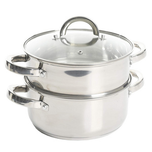 2 Layers Large Soup Steamer With Handles Kitchen Stainless Steel 2 Tier Steamer Pot Food Maker Cookware