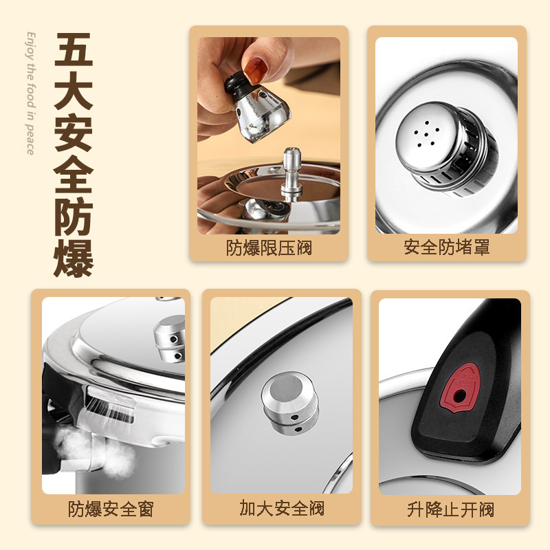 Highly Quality Energy Saving Gas And Induction Cooker 304 Stainless Steel Pressure Cooker 6q/8q