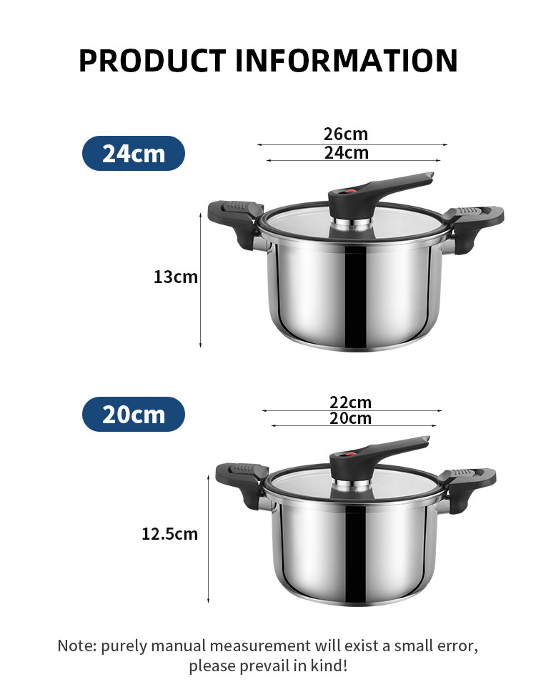 Home Kitchen Stainless Steel Quick-simmering Micro-pressure Cookers Multi-function Soup Pot low pressure pot