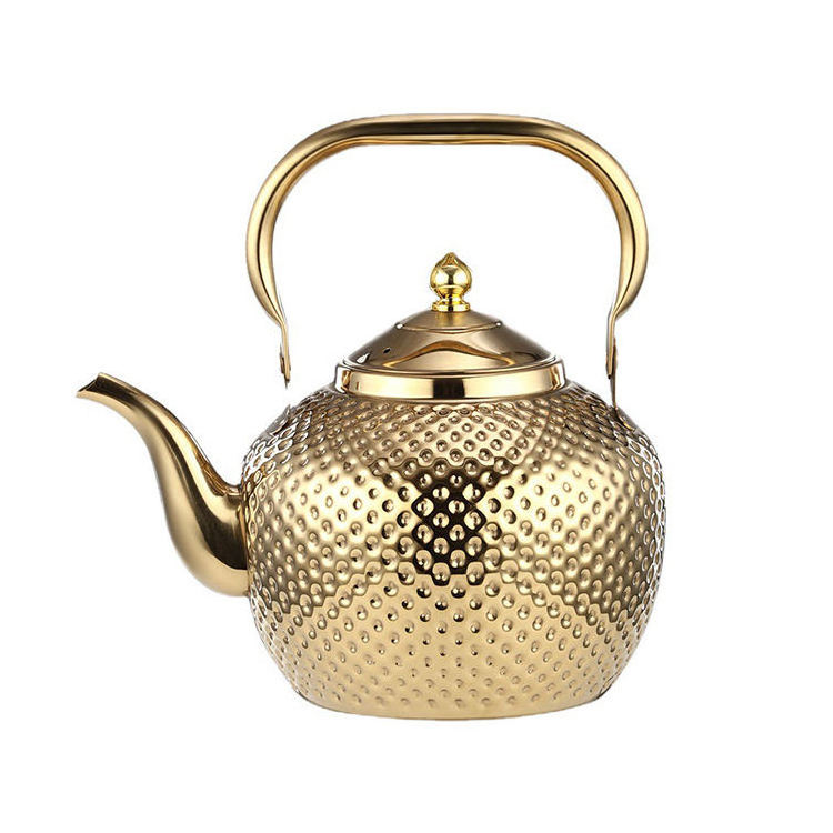 New  SAudi Arabian Style Embossed Gold Silver Luxury 1.2L 1.5L 2.0L Kitchen Stainless Steel Tea Water Kettle