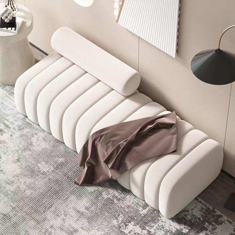 Modern Indoor Velvet Stool Bed End Bench Seat Design Customized Boucle Fabric Long Ottoman Bench