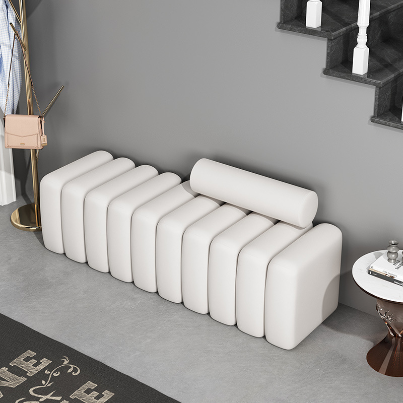 Modern Indoor Velvet Stool Bed End Bench Seat Design Customized Boucle Fabric Long Ottoman Bench