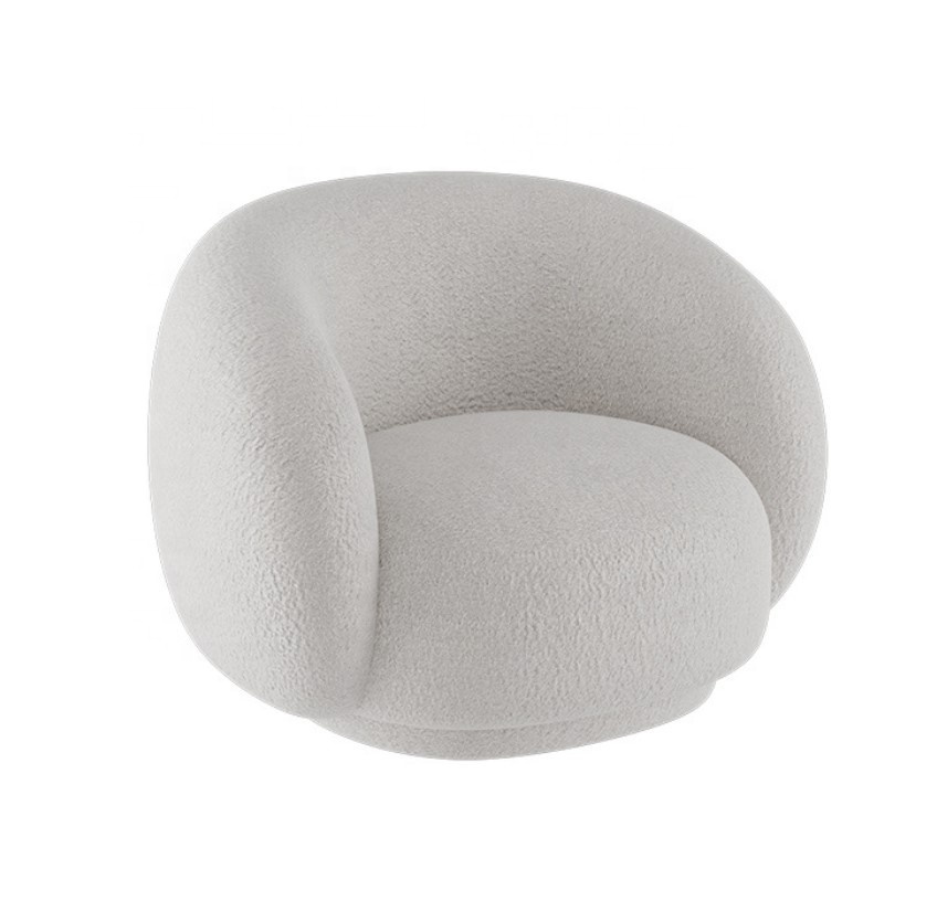 Modern Nordic Luxury Living Hotel Lounge Furniture Swivel Round Boucle Accent Chair Velvet Fabric Rotating Single Sofa Chair