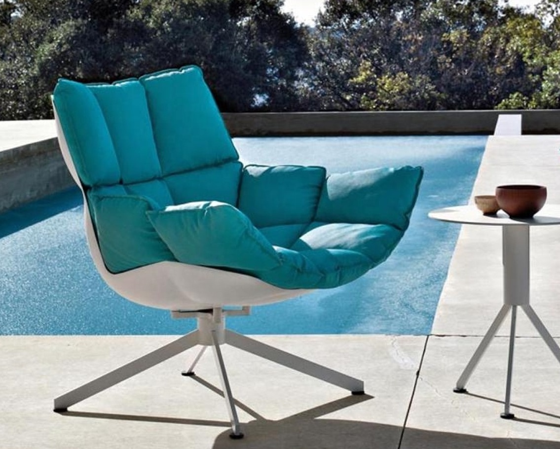 Modern Nordic Design Patio Furniture Swimming Pool Chairs Indoor&outdoor Fiberglass Fabric Lounge Chair