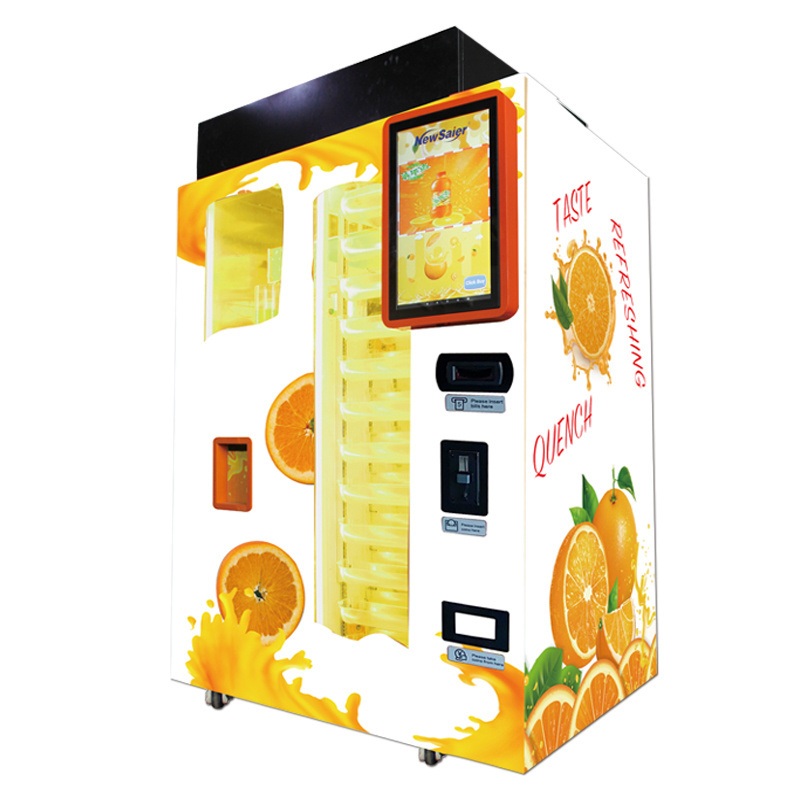 orange juice vending machine charging by mobile phone and coin to Kenya