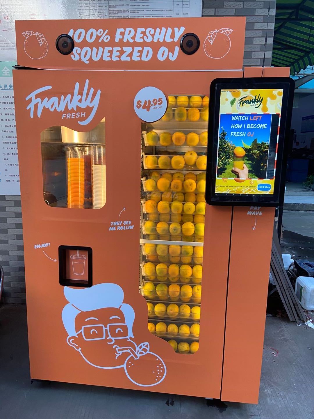 orange juice vending machine charging by mobile phone and coin to Kenya