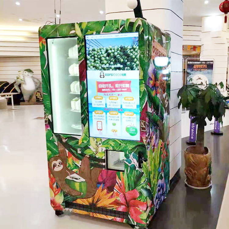 fully automatic smart robotic arm coconut vending machine with drill-system