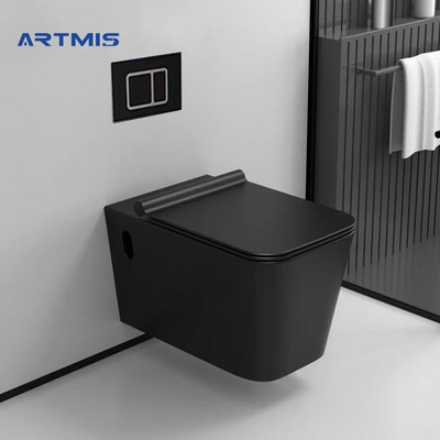 Wholesale factory european ceramic sanitary ware rimless wall mount hanging WC bathroom matte black grey color wall hung toilet