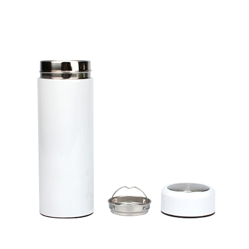 Customized 304 stainless steel office portable tea cup flat mouth heat transfer thermos mug DIY blank coating thermos