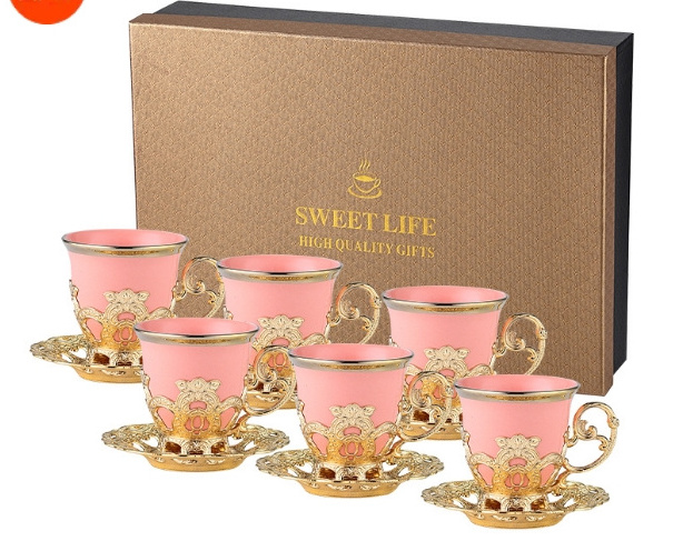 Middle Eastern style arabic luxury gold decorative special ceramic coffee tea cup and saucer set