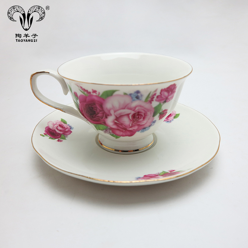 China suppliers wholesale new ceramic teapot with warmer pink flower ceramic tea pot set