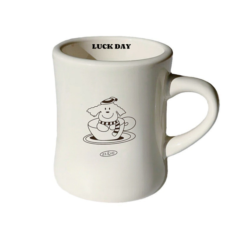 Cream White Thin Waist Ceramic Cup Restaurant Coffee shop Mug Customized in small batches