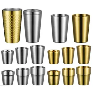 Stackable Korean Style 6oz 10oz Steel Beer Mug Double Wall Stainless Steel  Tumbler Tea Drinking Cup