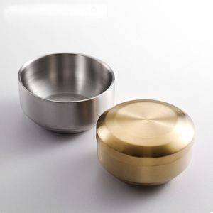 Gold and silver Korean  Insulated Double Wall Stainless Steel 304 Portable  Mixing Rice Bowl With Lids