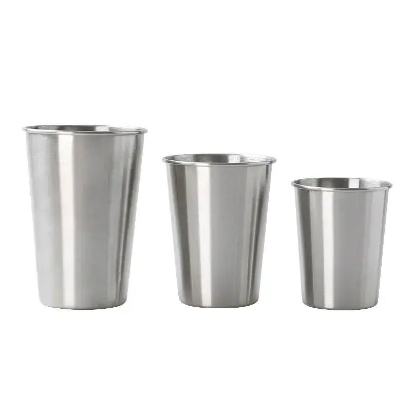 Custom Party Beer Stackable Single Wall Cup Metal Water Small Shot Drink Tumbler Glass Stainless Steel Cup