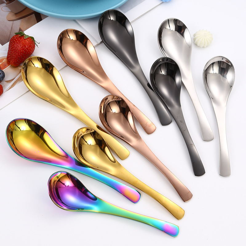 Korean 304 Stainless Steel Deepened Thickened Soup Household Spoon Children Spoon Rice Serving Table Spoon