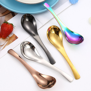 Korean 304 Stainless Steel Deepened Thickened Soup Household Spoon Children Spoon Rice Serving Table Spoon